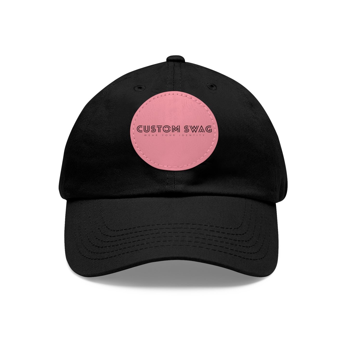 Leather Patch Dad Hat — Custom Swag Embroidered Round Patch