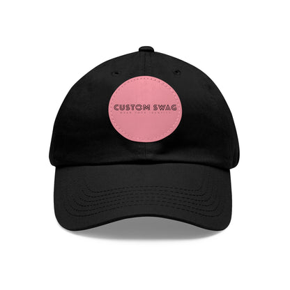 Leather Patch Dad Hat — Custom Swag Embroidered Round Patch