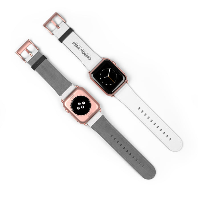 Custom White Leather Watch Band — Engraved 