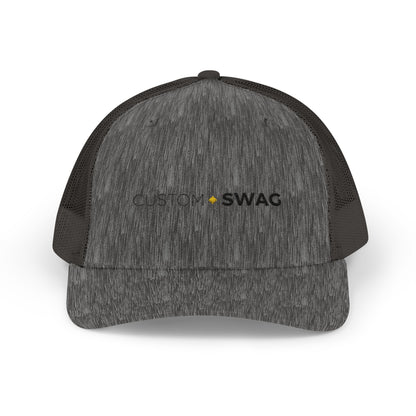 Custom Swag Snapback Trucker Cap — Minimal Embroidered White Mesh Hat