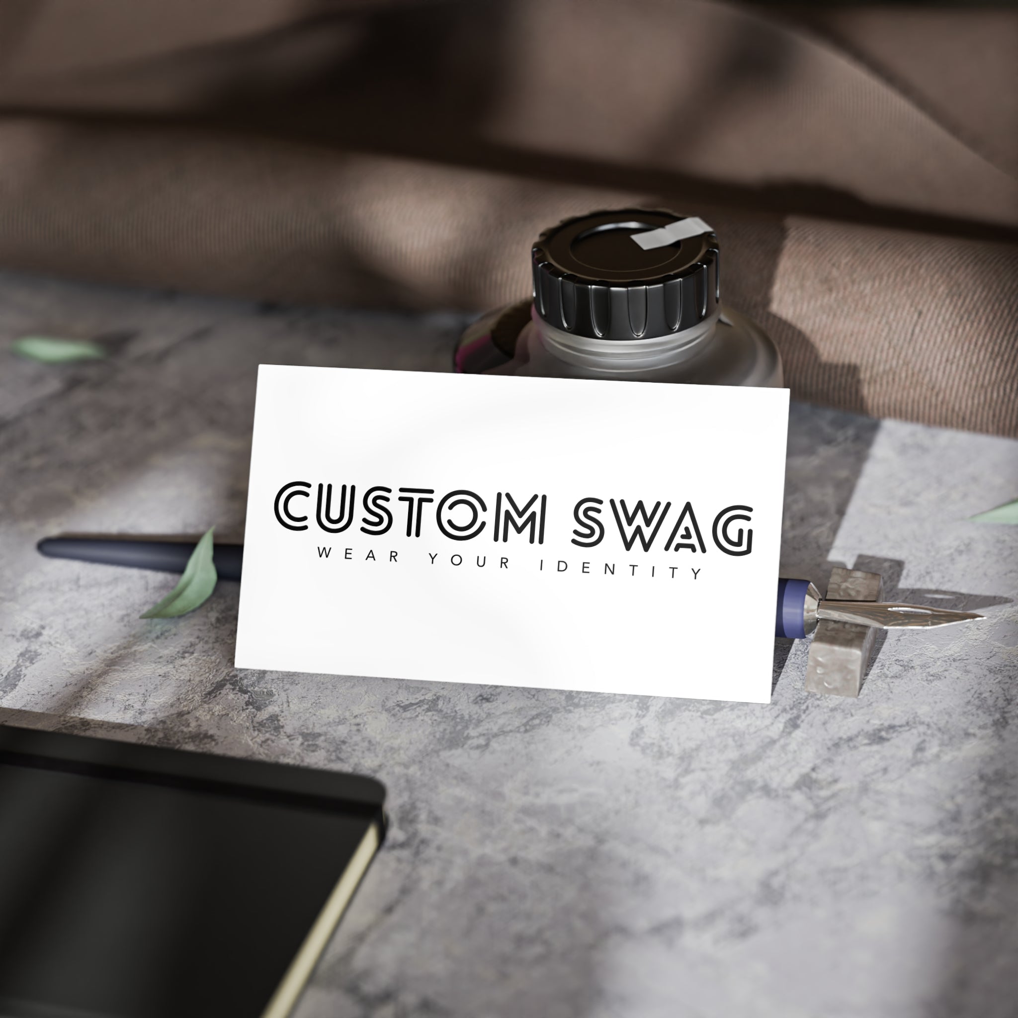 Business Cards — Minimal Black & White Vertical Custom Swag Cards