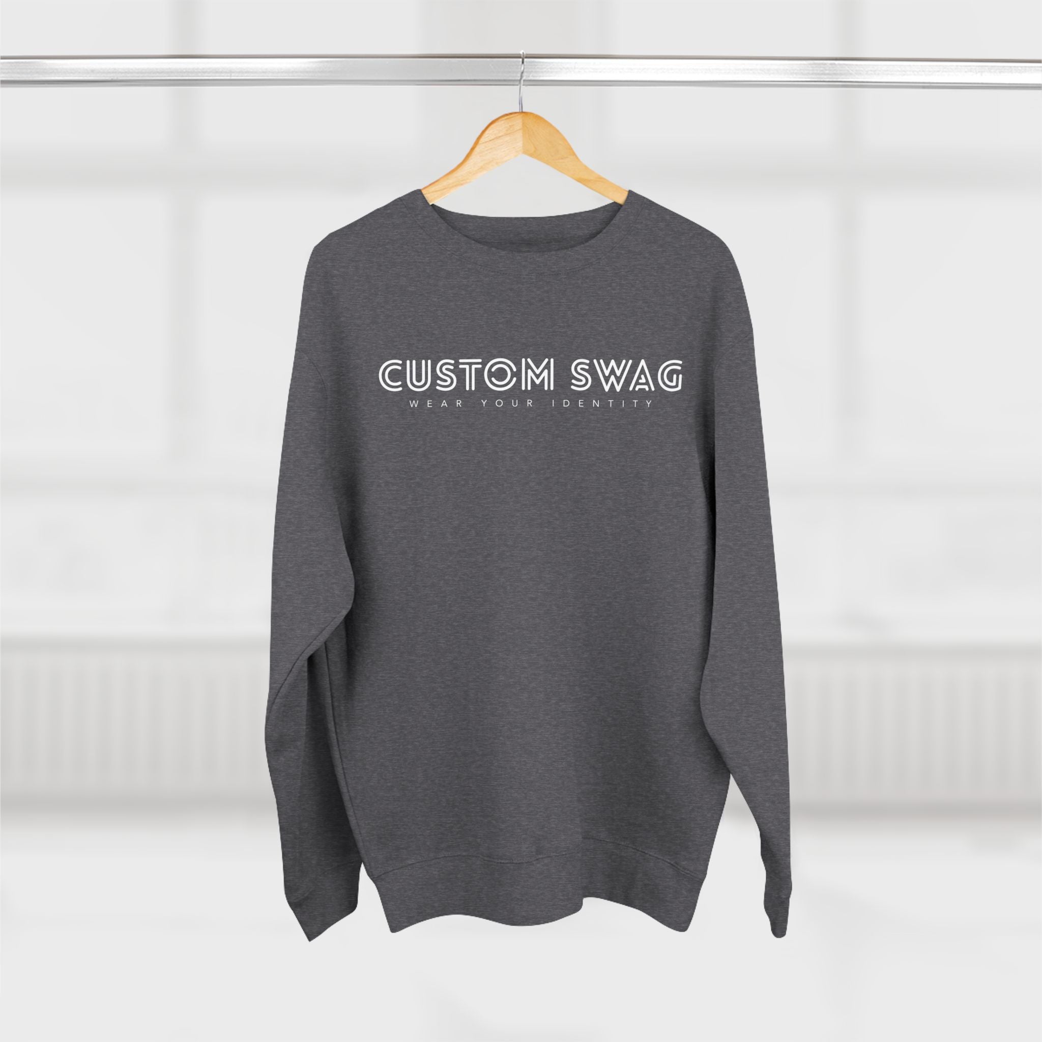 Custom Swag Crewneck Sweatshirt — Minimal Text Graphic Pullover