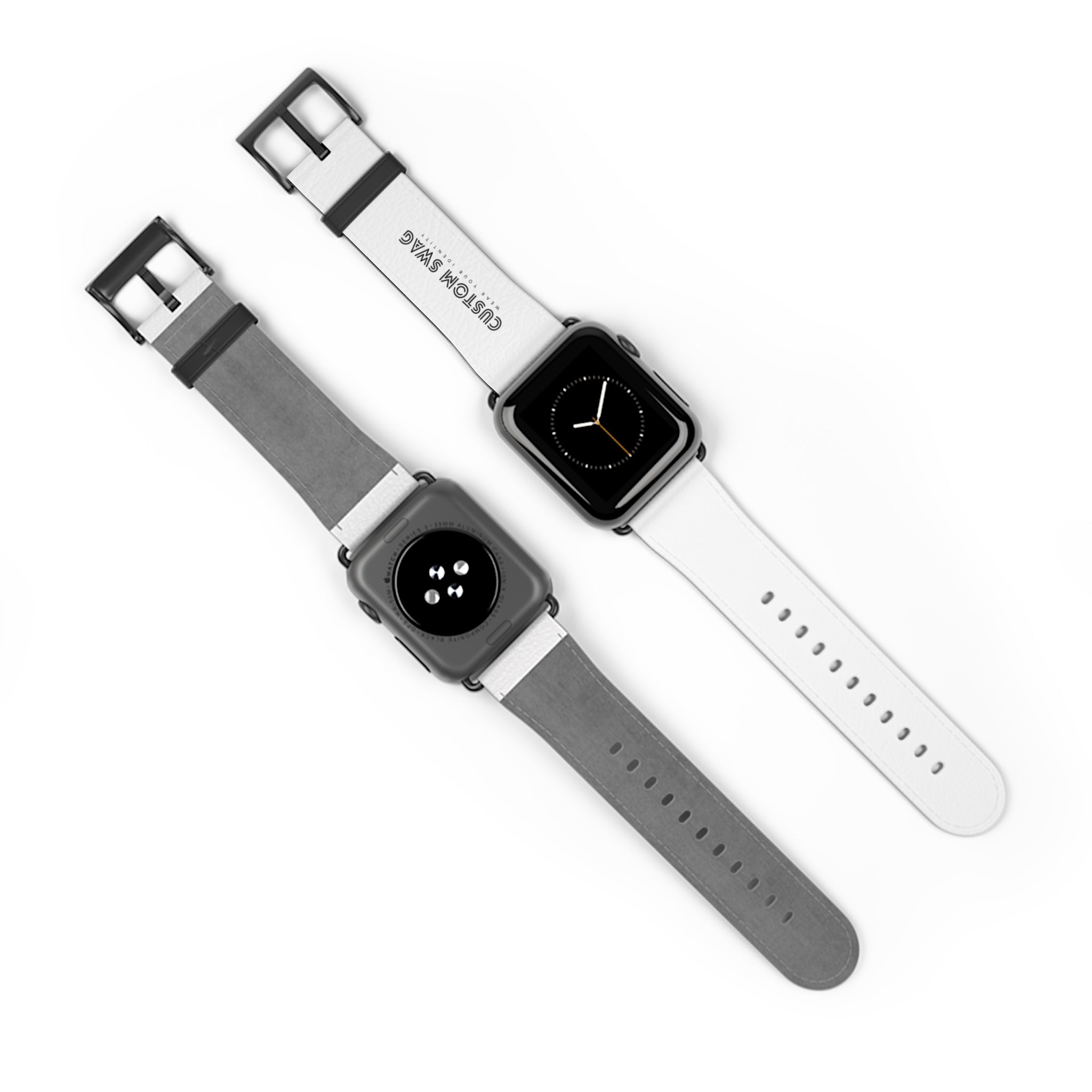 Custom White Leather Watch Band — Engraved 