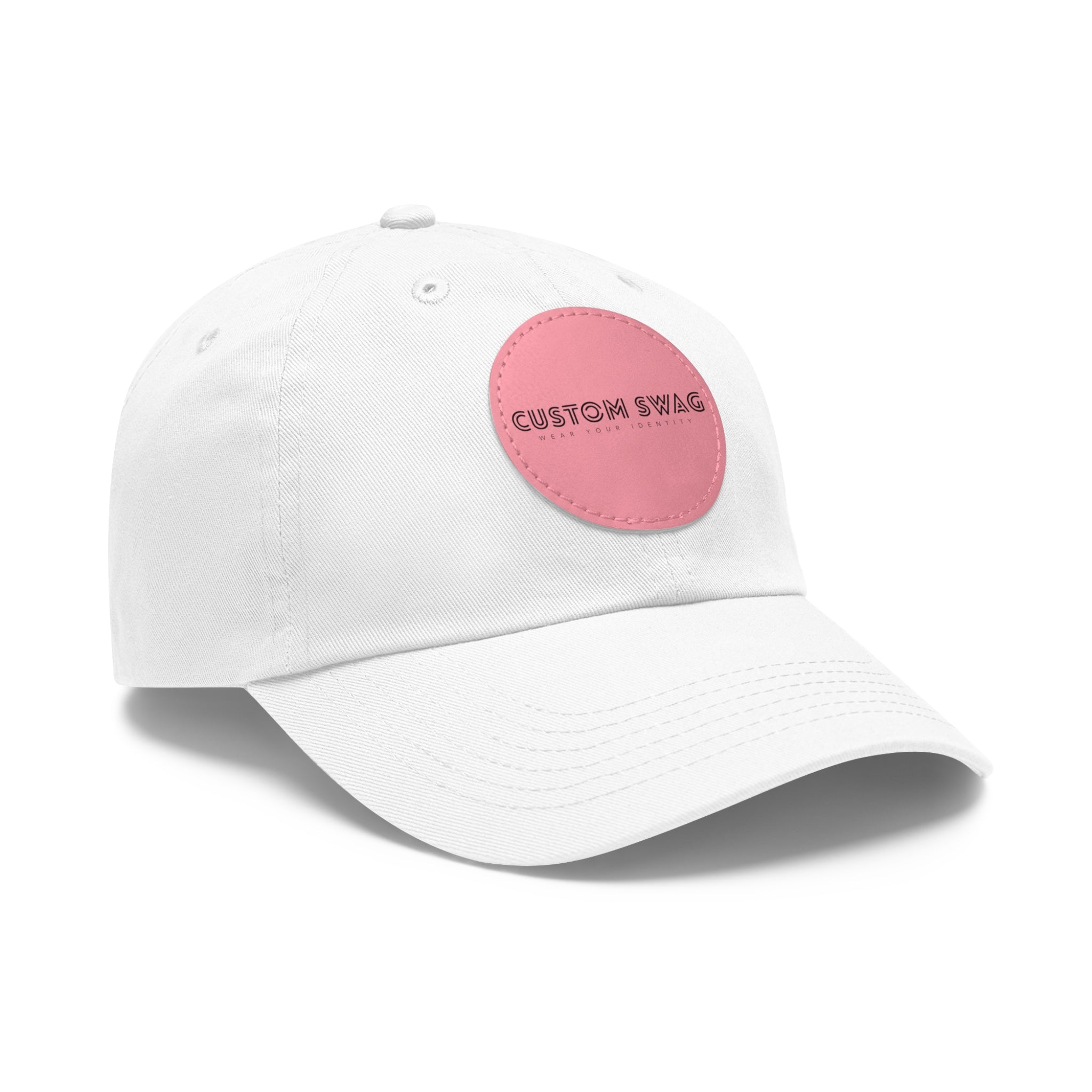 Leather Patch Dad Hat — Custom Swag Embroidered Round Patch