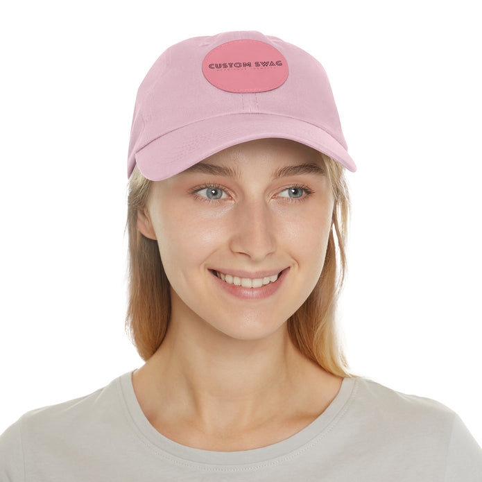 Leather Patch Dad Hat — Custom Swag Embroidered Round Patch