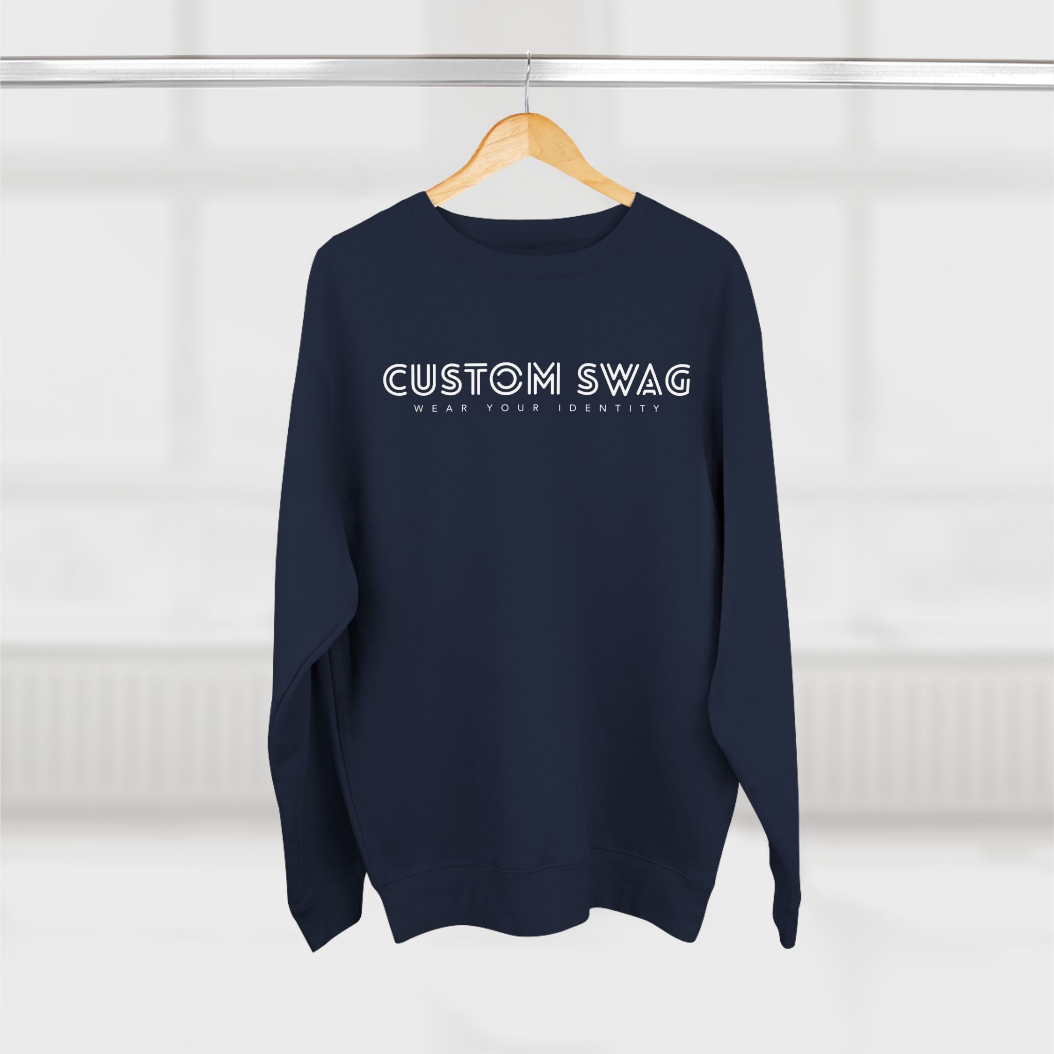 Custom Swag Crewneck Sweatshirt — Minimal Text Graphic Pullover