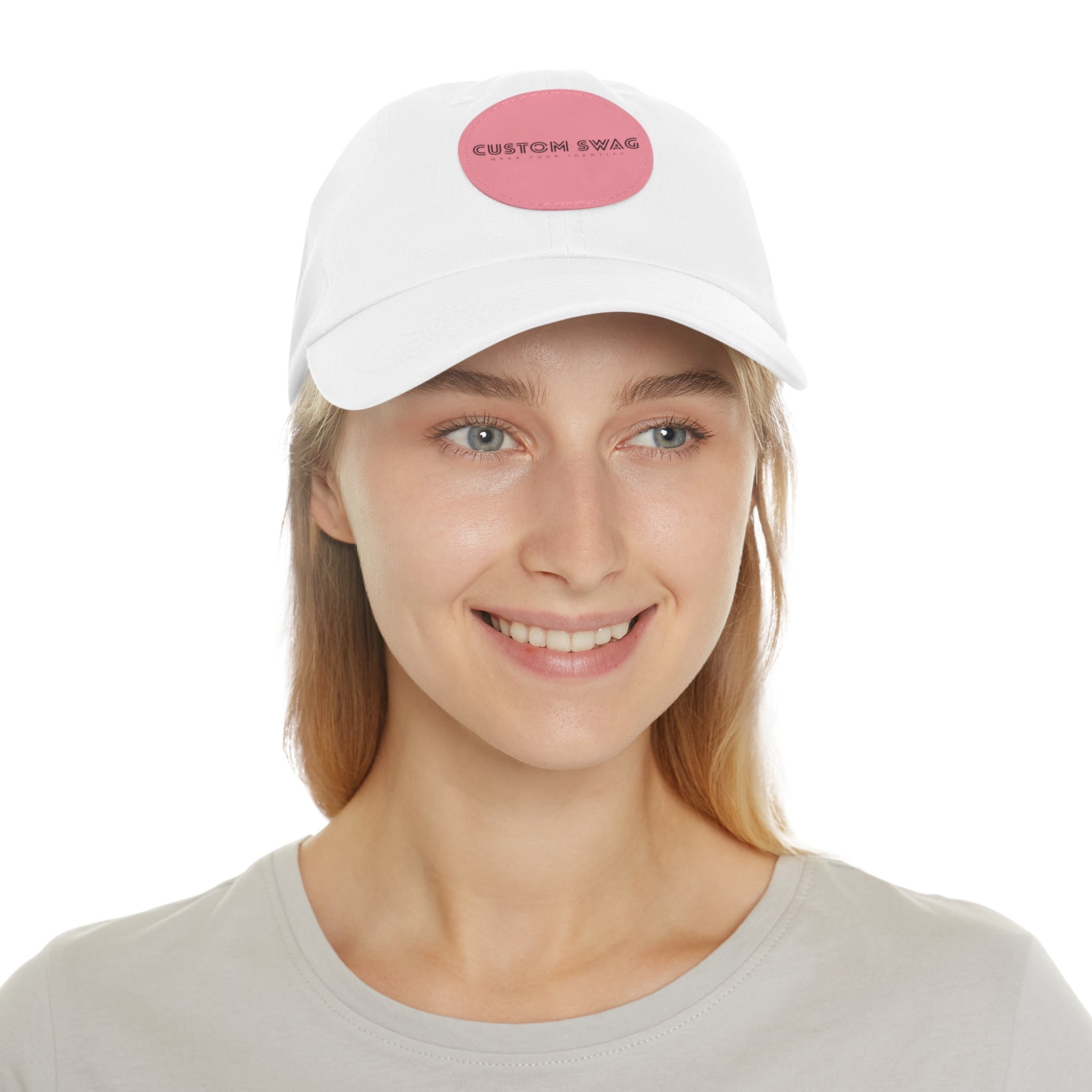 Leather Patch Dad Hat — Custom Swag Embroidered Round Patch