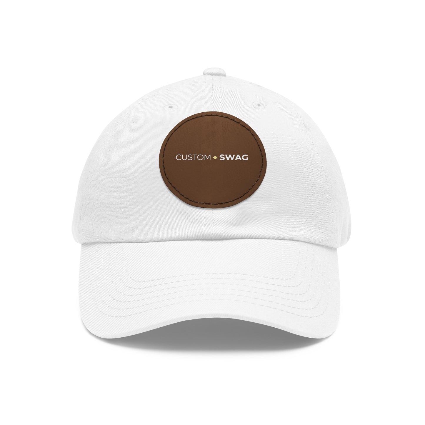 Leather Patch Dad Hat — Custom Swag Embroidered Round Patch