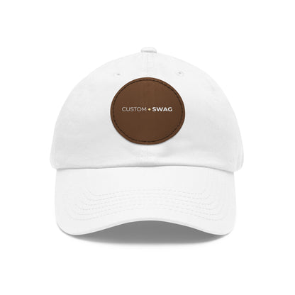 Leather Patch Dad Hat — Custom Swag Embroidered Round Patch