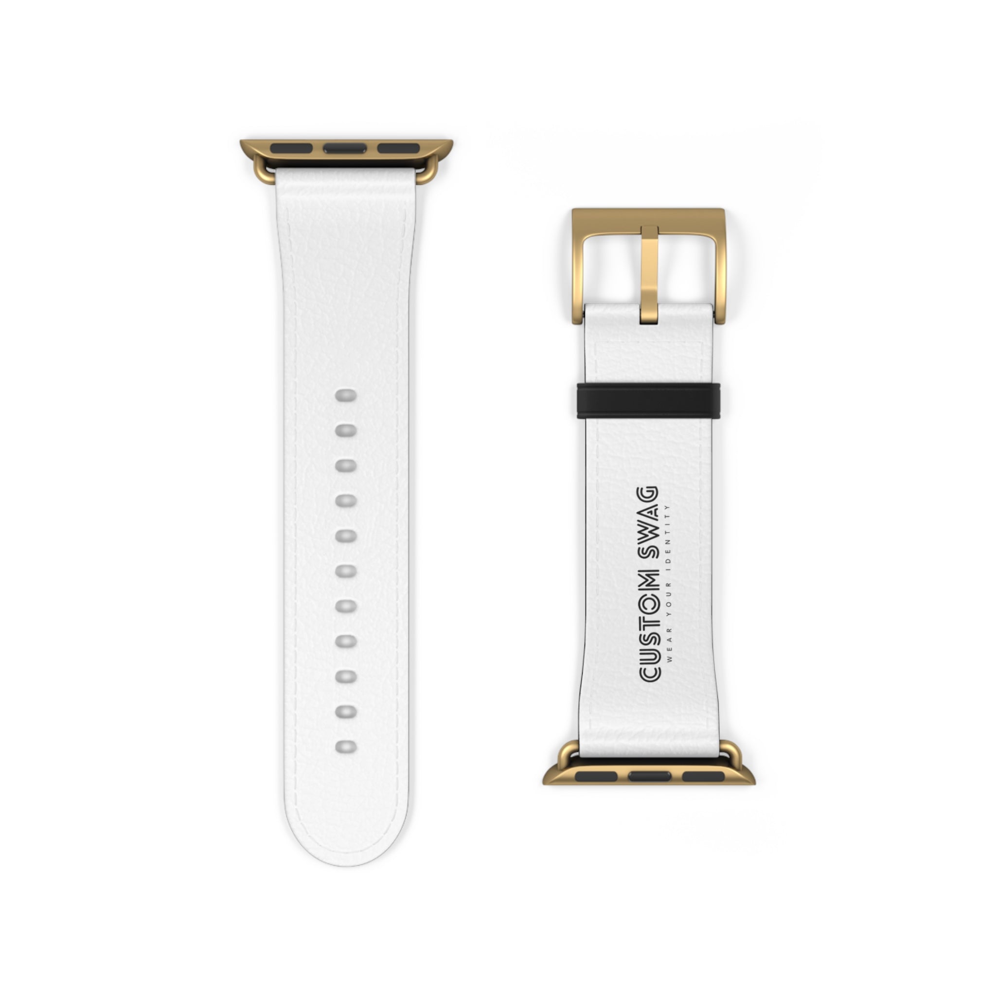 Custom White Leather Watch Band — Engraved 