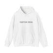 Custom Swag Minimal White Hoodie — Embroidered-Look Text Pullover