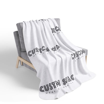 Custom Logo Fleece Sherpa Blanket — Personalized 'Custom Swag' Cozy Throw