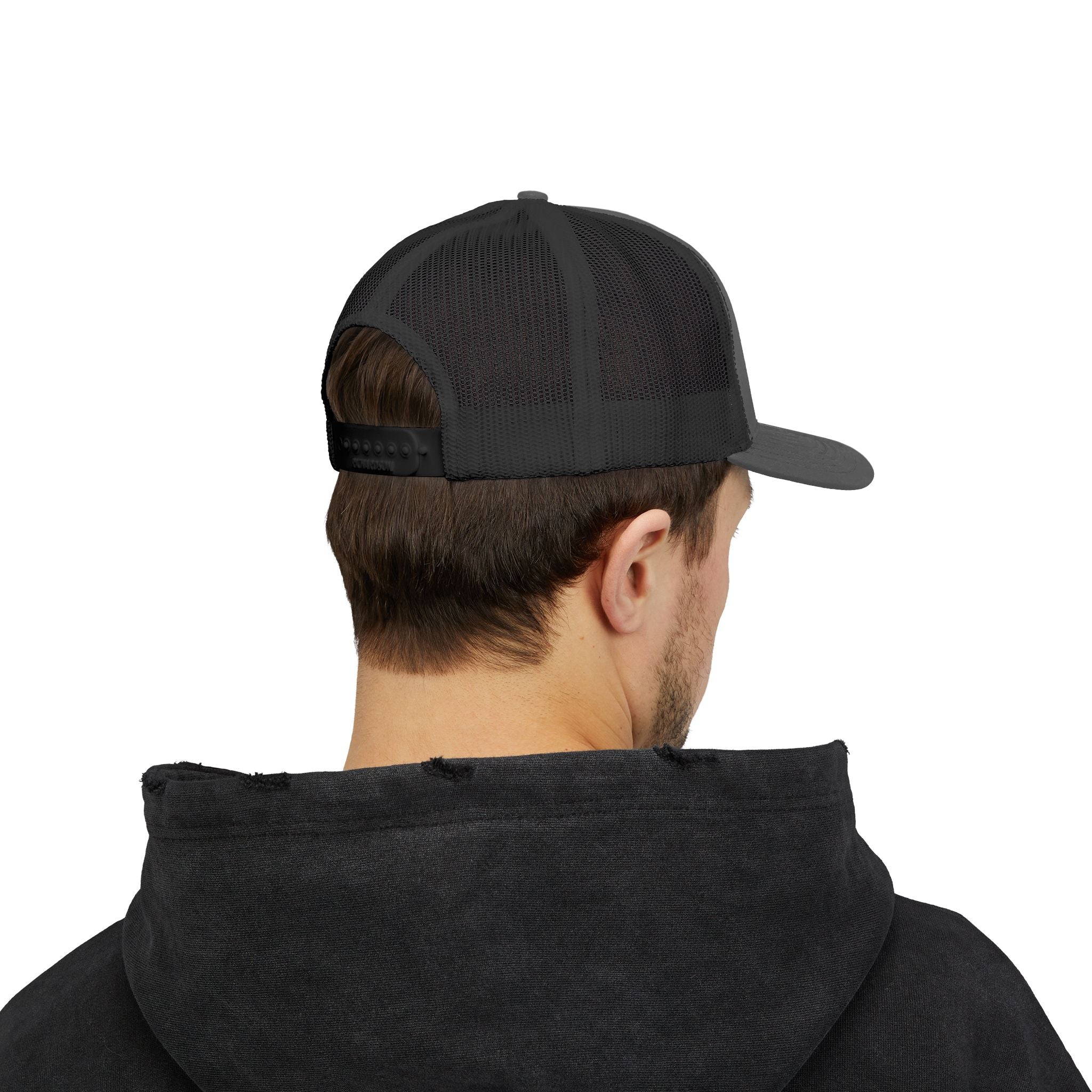 Custom Swag Snapback Trucker Cap — Minimal Embroidered White Mesh Hat