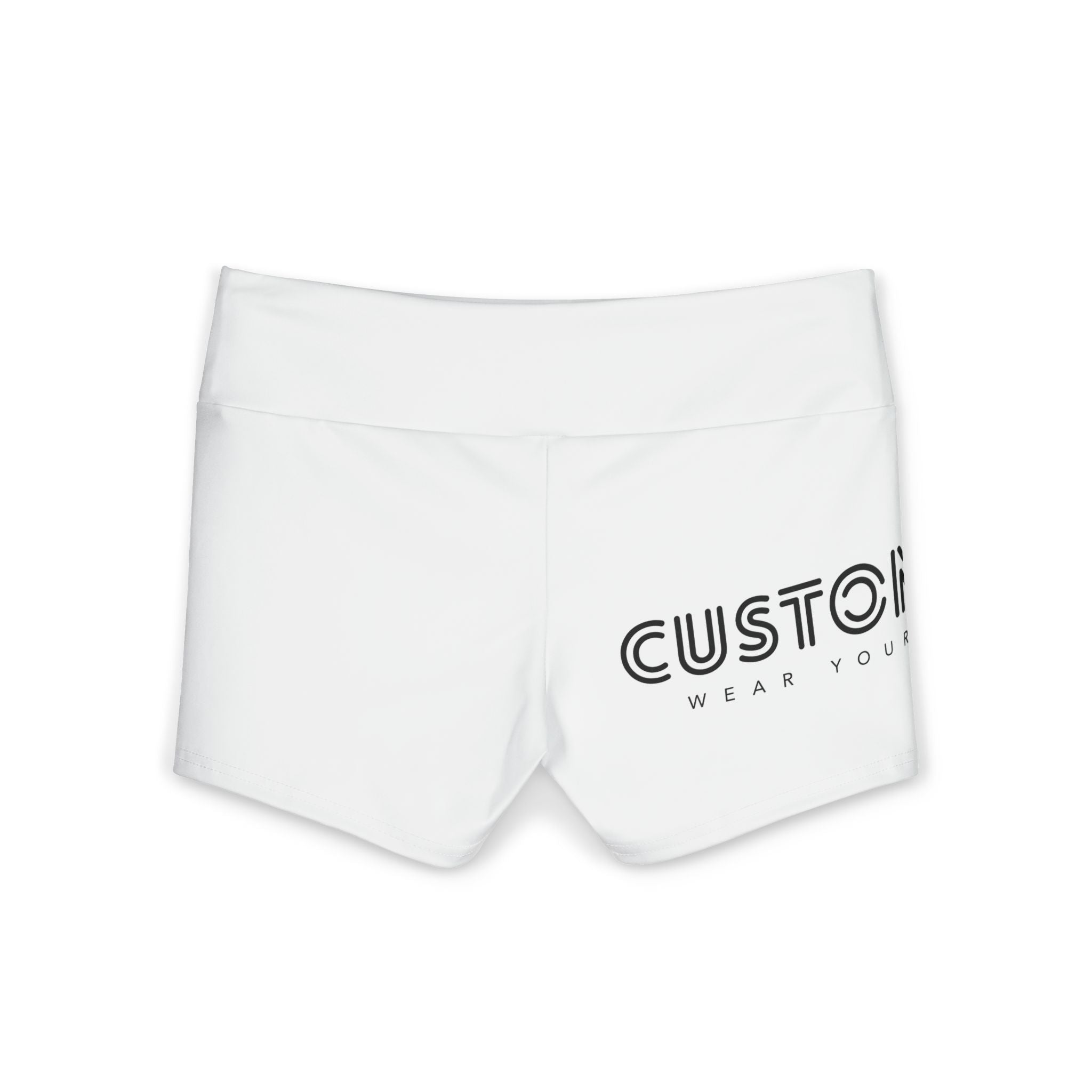 Custom Logo Yoga Shorts — Women's High-Waist Polyester Activewear