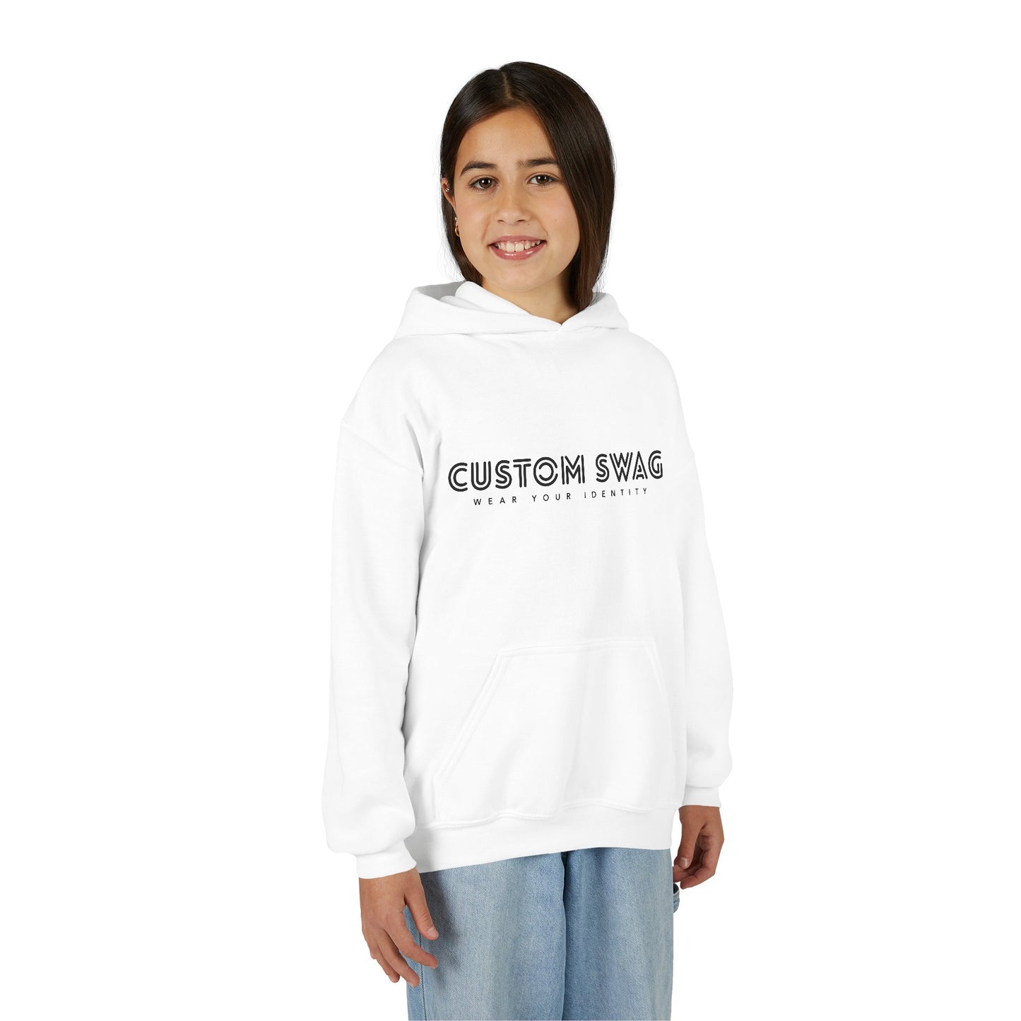 Youth Hoodie – "Custom Swag" Minimalist Crewneck-Style Pullover