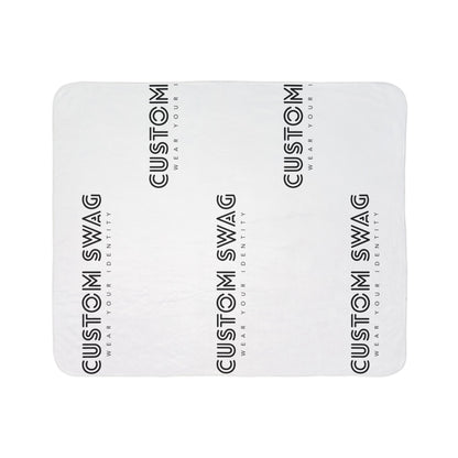 Custom Logo Fleece Sherpa Blanket — Personalized 'Custom Swag' Cozy Throw