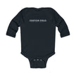 Infant Long Sleeve Bodysuit — 'Custom Swag' Minimal Logo Baby Onesie