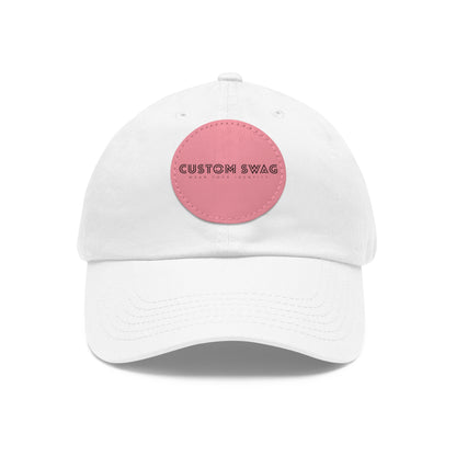 Leather Patch Dad Hat — Custom Swag Embroidered Round Patch