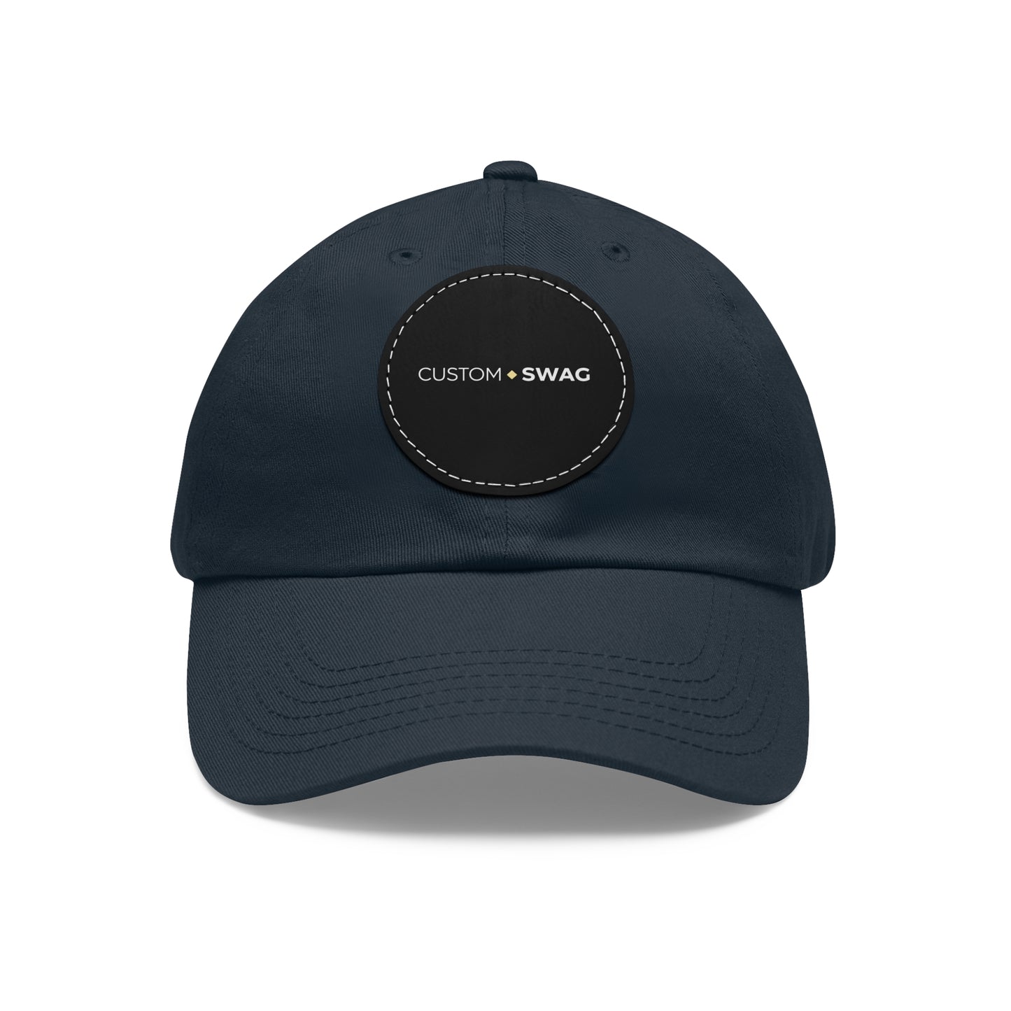 Leather Patch Dad Hat — Custom Swag Embroidered Round Patch