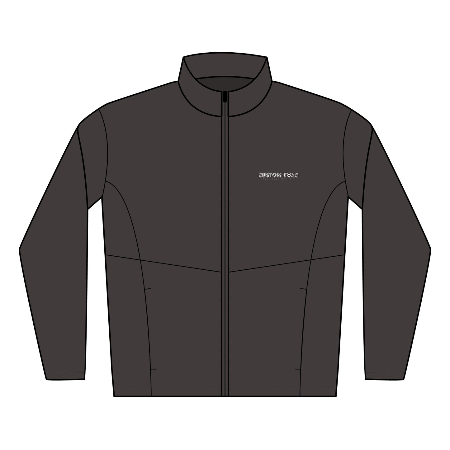 Men's Embroidered Soft Shell Jacket — Lightweight Windproof Zip-Up