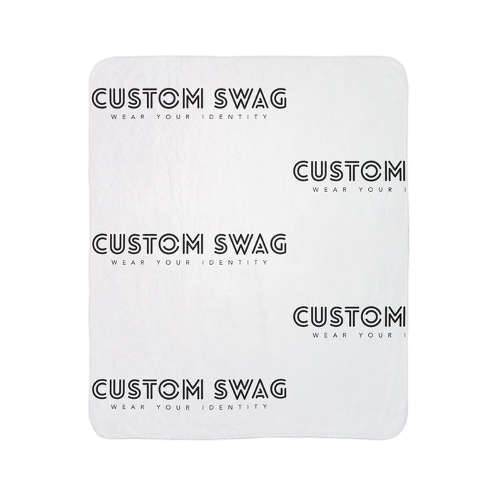 Custom Logo Fleece Sherpa Blanket — Personalized 'Custom Swag' Cozy Throw