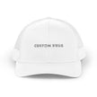 Custom Swag Snapback Trucker Cap — Minimal Embroidered White Mesh Hat