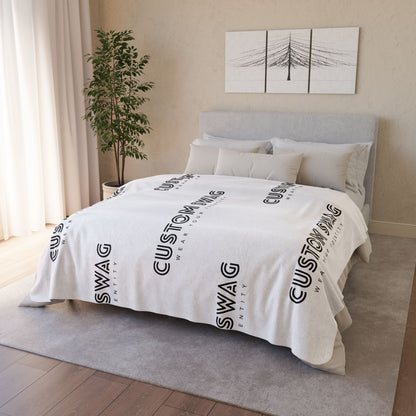 Custom Logo Fleece Sherpa Blanket — Personalized 'Custom Swag' Cozy Throw