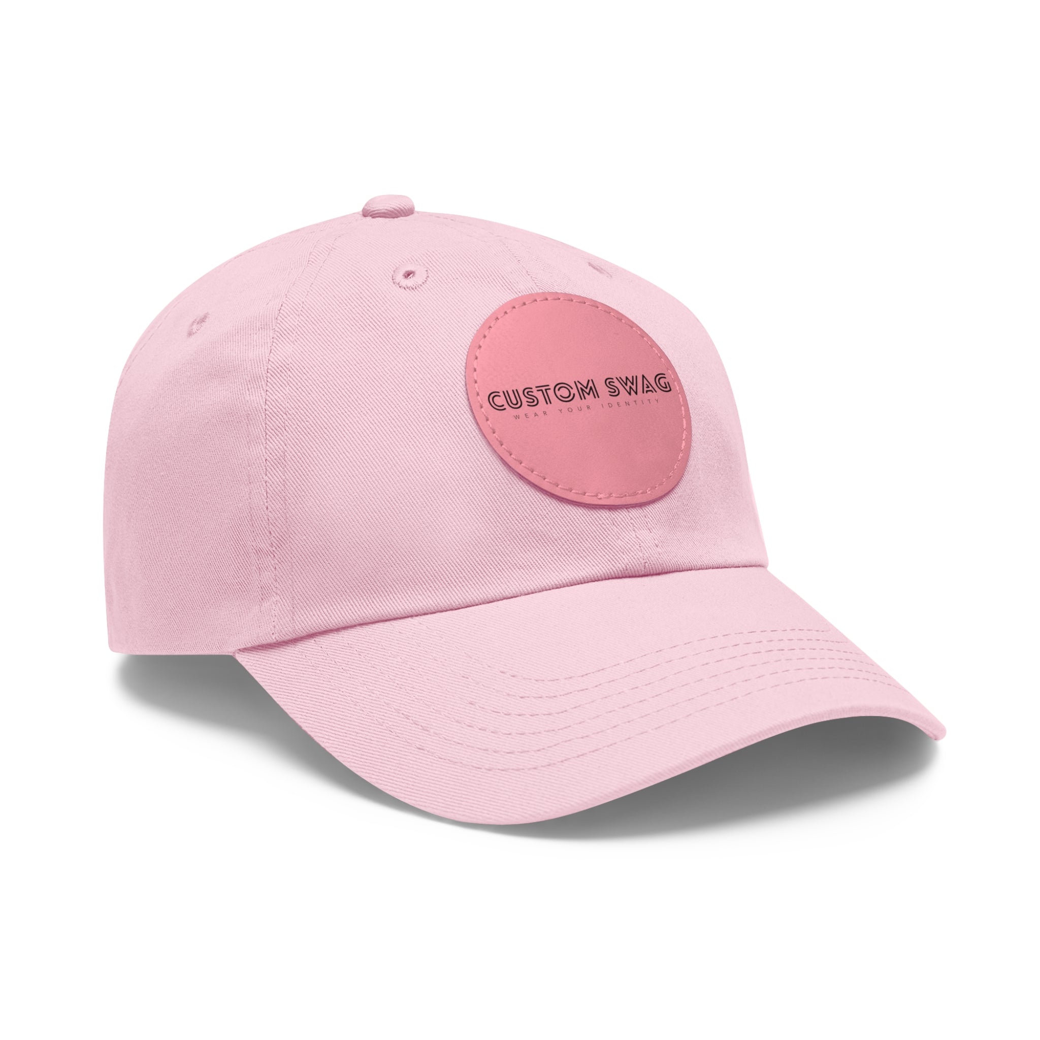 Leather Patch Dad Hat — Custom Swag Embroidered Round Patch