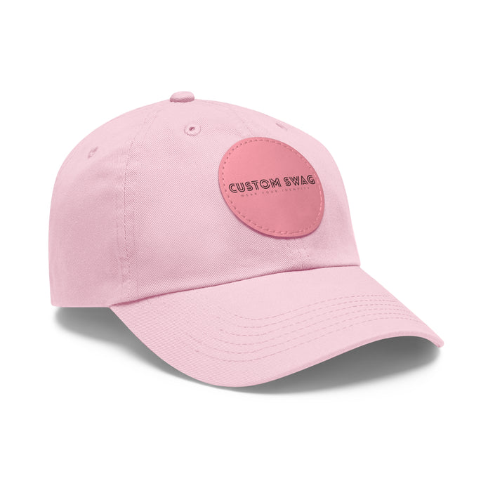 Leather Patch Dad Hat — Custom Swag Embroidered Round Patch