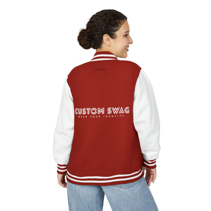 Retro Gamer Letterman Jacket - 'CUSTOM SWAG' Chest Logo Varsity Jacket