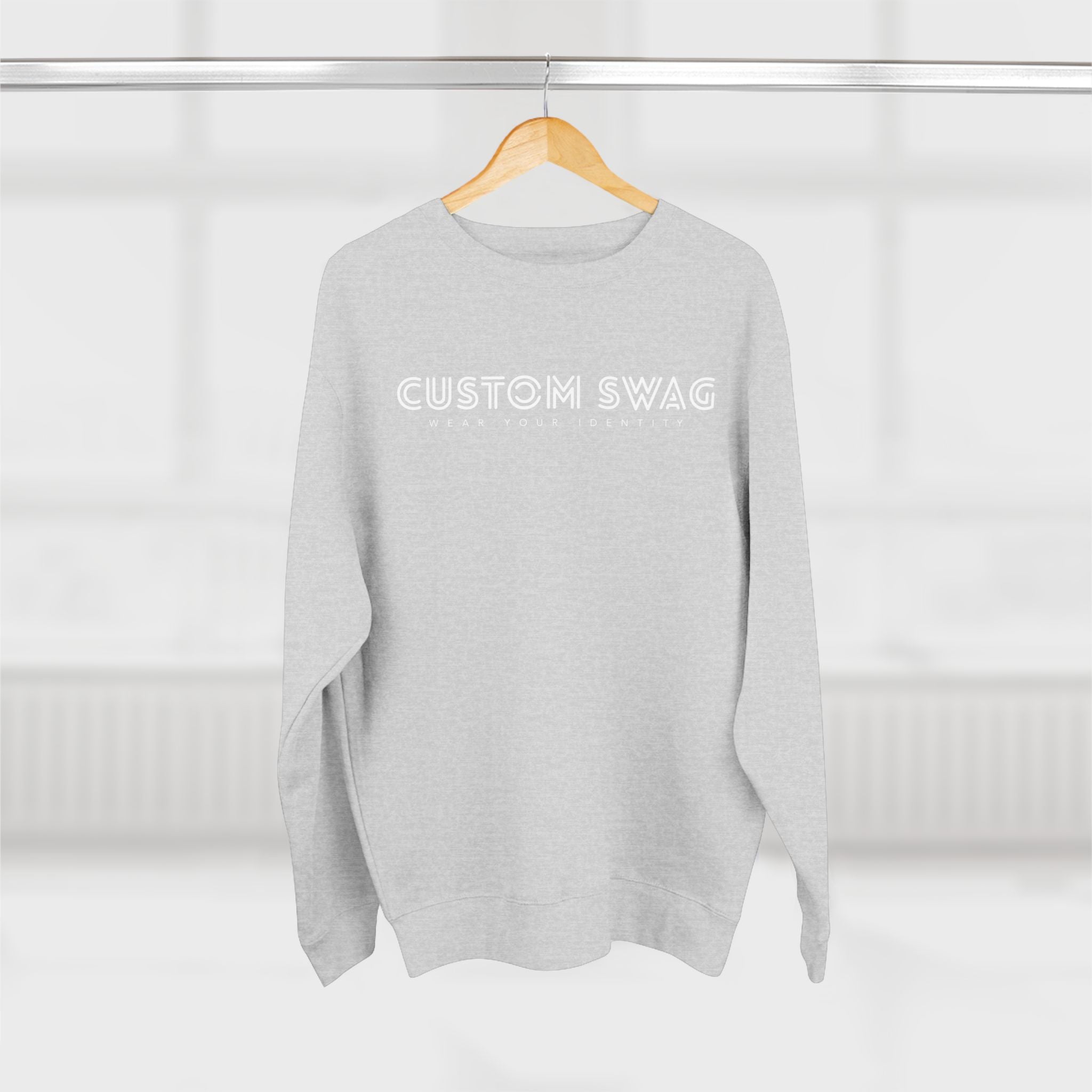 Custom Swag Crewneck Sweatshirt — Minimal Text Graphic Pullover