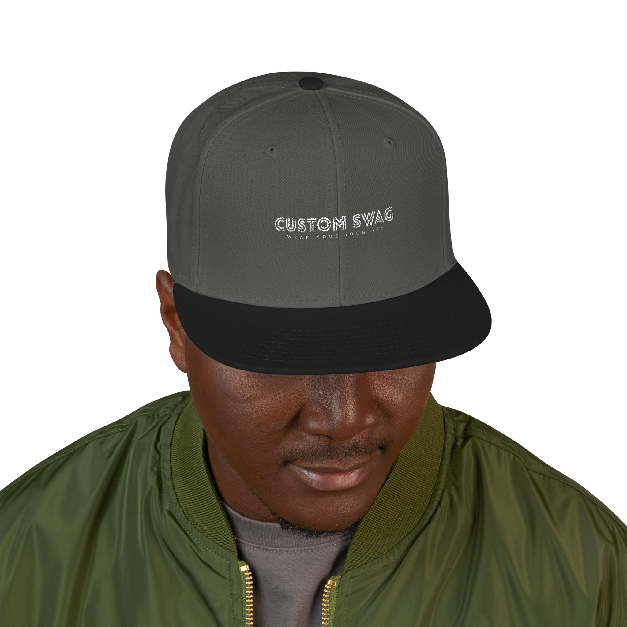 Embroidered 'Fresh Swag' Snapback Hat — Two-Tone Flat Brim Cap